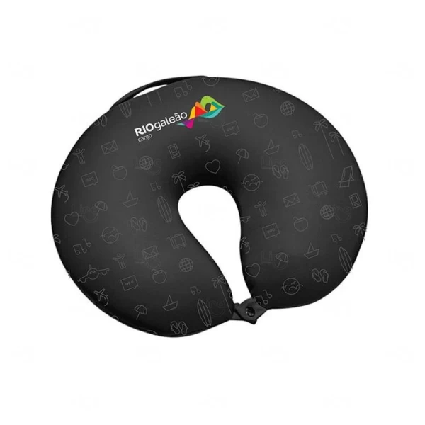 Almofada Personalizada de Pescoço Para Viagem Preto