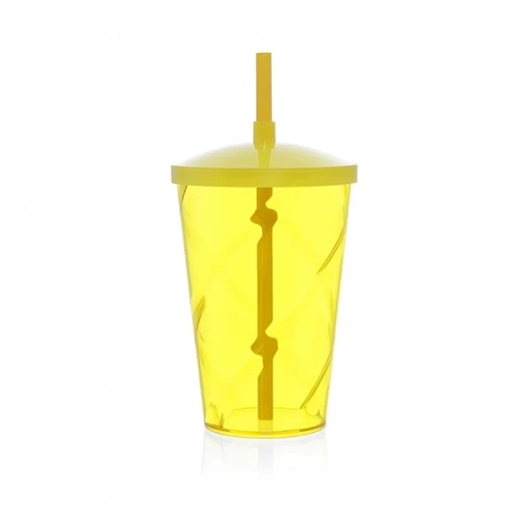 Copo com Canudo e Tampa Personalizado - 750ml Amarelo