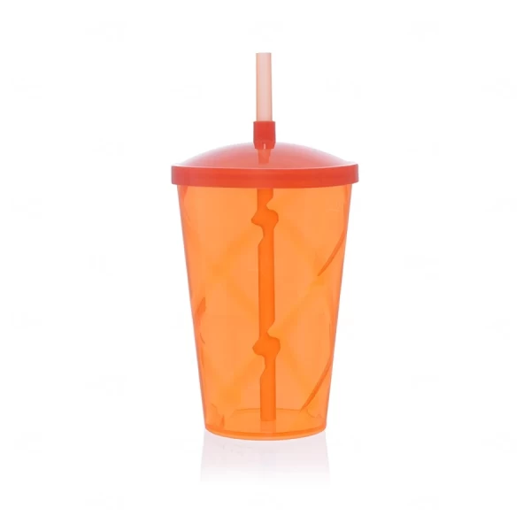 Copo com Canudo e Tampa Personalizado - 750ml Laranja