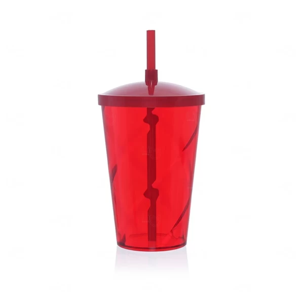 Copo com Canudo e Tampa Personalizado - 750ml Vermelho