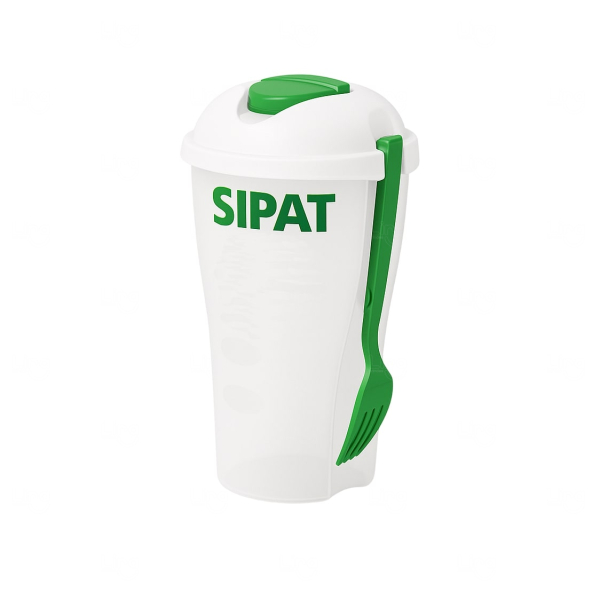 Copo para Salada 850mL Personalizado com Garfo e Molheira 
