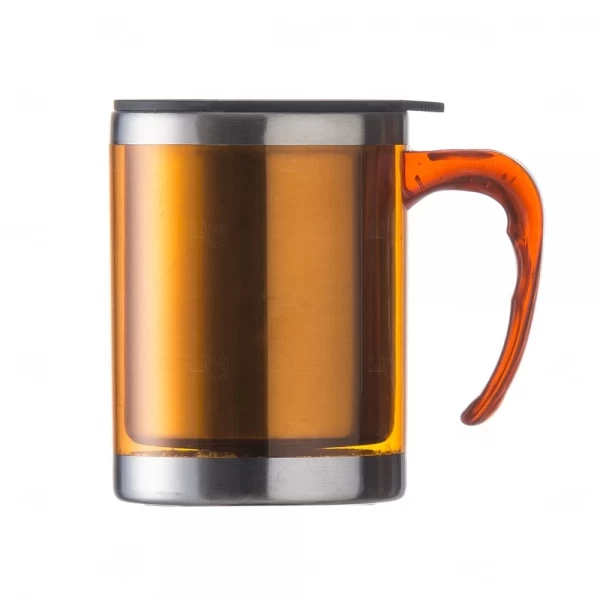 Caneca Personalizada De Inox Colorido - 400ml Laranja