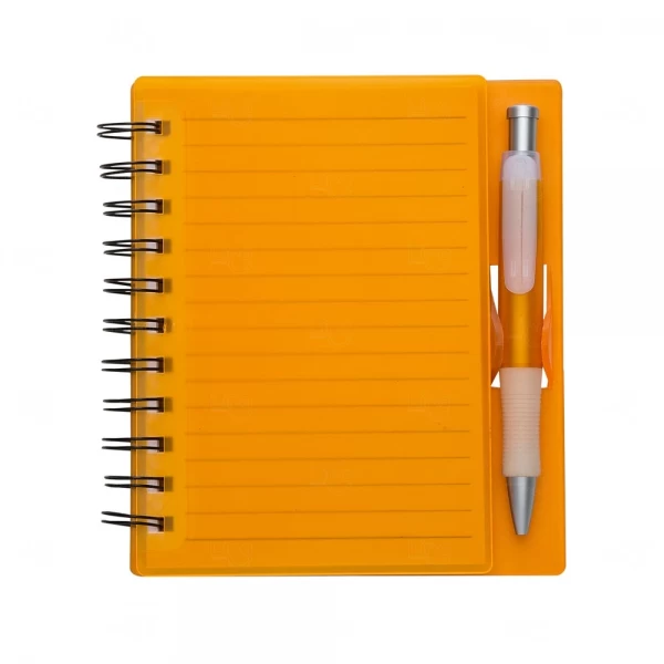 Caderno com Caneta Personalizada - 16,1 x 14,8 cm Laranja