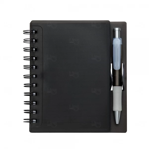 Caderno com Caneta Personalizada - 16,1 x 14,8 cm Preto