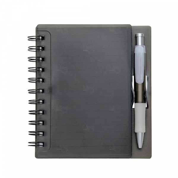 Caderno com Caneta Personalizada - 16,1 x 14,8 cm Preto