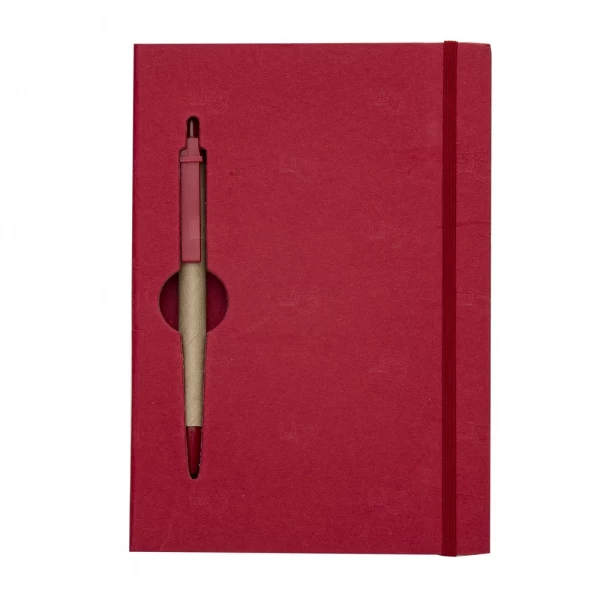 Bloco De Anotações Com Caneta Personalizada - 19,7 x 13,5 cm Vermelho