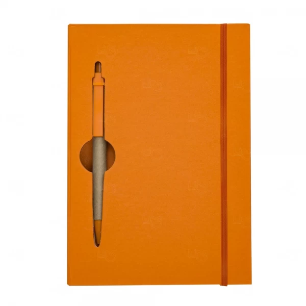 Caderno De Anotações Com Caneta Personalizada - 19,7 x 13,5 cm Laranja