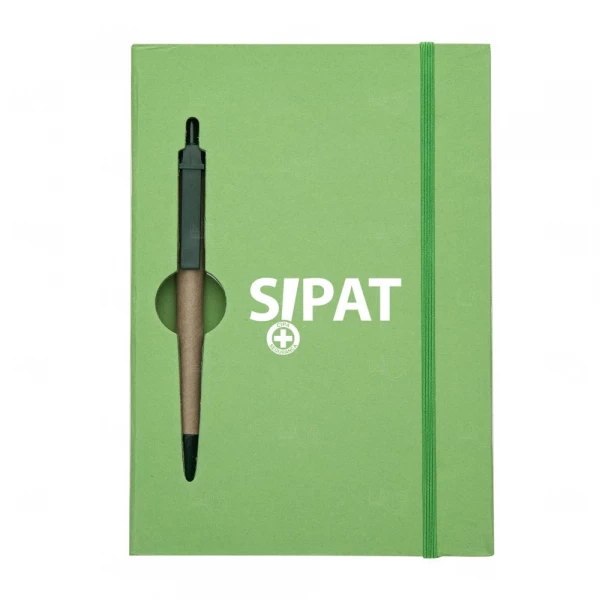 Caderno De Anotações Com Caneta Personalizada - 19,7 x 13,5 cm Verde