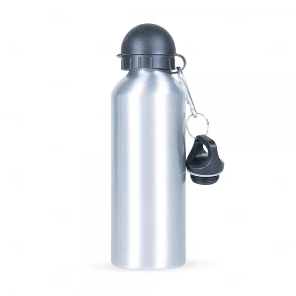 Squeeze Personalizado de Inox C/ Bico e Mosquetão - 500ml Prata
