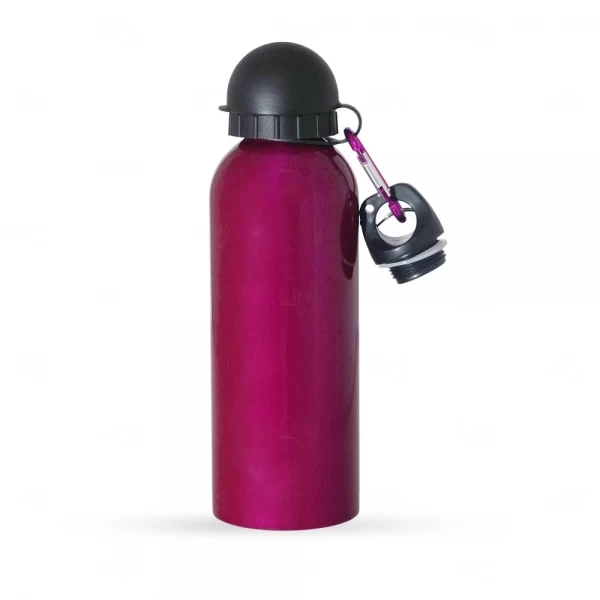 Squeeze Personalizado de Inox C/ Bico e Mosquetão - 500ml Rosa