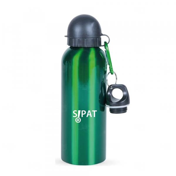 Squeeze Personalizado de Inox C/ Bico e Mosquetão - 500ml Verde