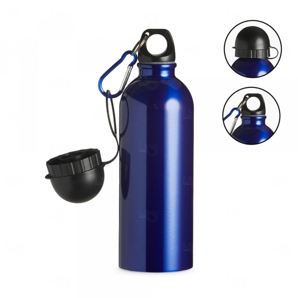 Squeeze Personalizado de Inox C/ Bico e Mosquetão - 500ml Azul