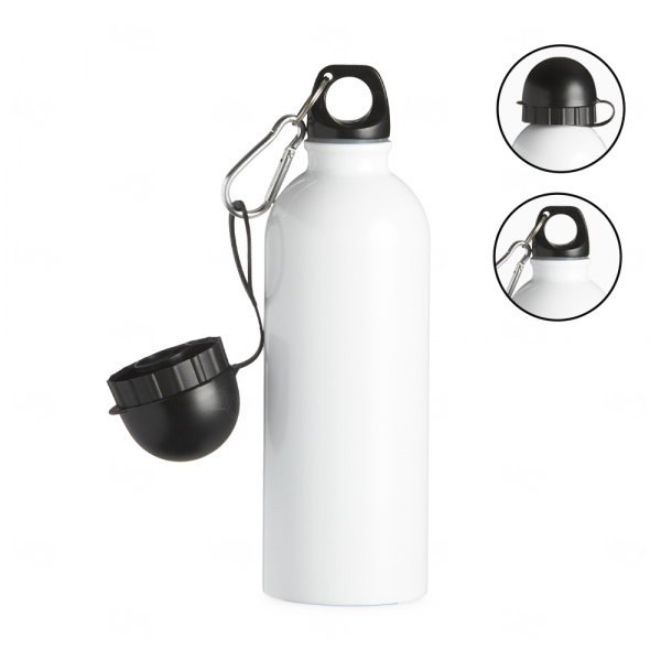 Squeeze Personalizado de Inox C/ Bico e Mosquetão - 500ml Branco