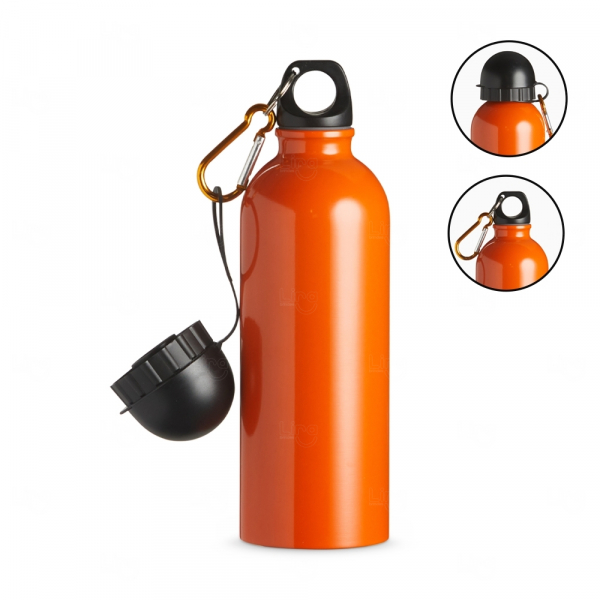 Squeeze Personalizado de Inox C/ Bico e Mosquetão - 500ml Laranja