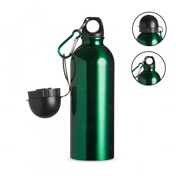 Squeeze Personalizado de Inox C/ Bico e Mosquetão - 500ml Verde