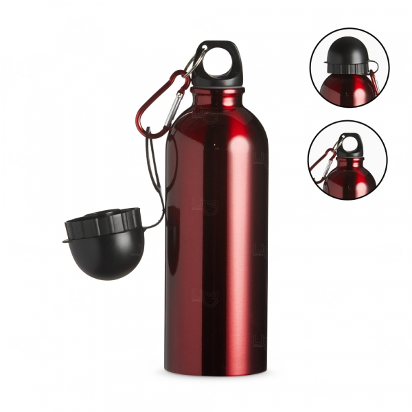 Squeeze Personalizado de Inox C/ Bico e Mosquetão - 500ml Vermelho