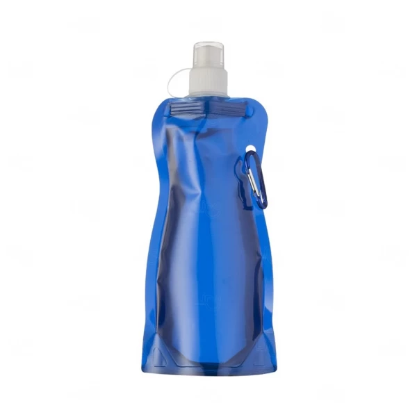Squeeze Personalizada Plástica Dobrável Mosquetão - 480ml Azul