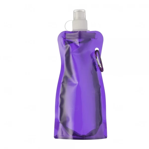 Squeeze Personalizada Plástica Dobrável Mosquetão - 480ml Roxo