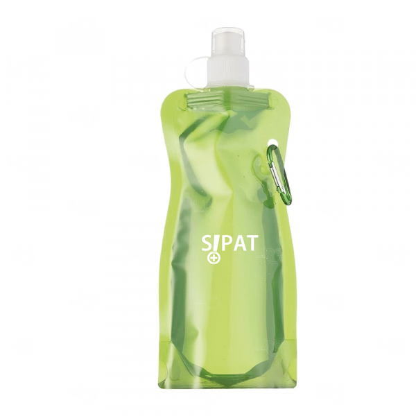 Squeeze Personalizada Plástica Dobrável Mosquetão - 480ml Verde