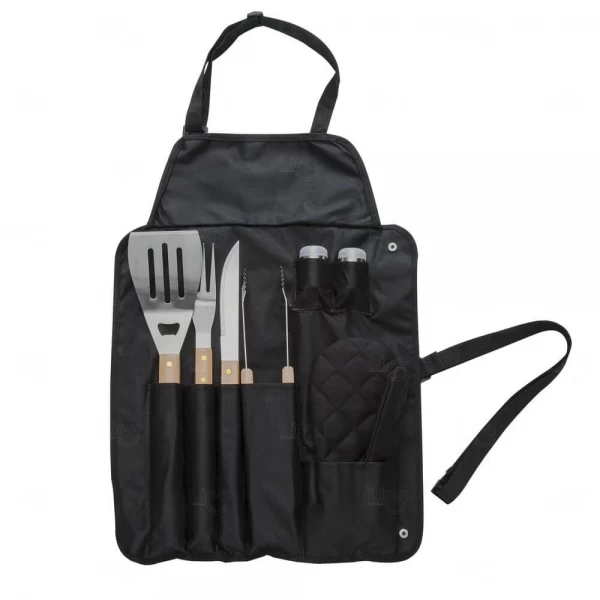 Kit Churrasco com Avental Personalizado - 8 peças