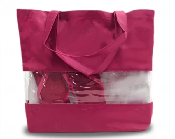 Sacola De Praia Personalizada C/ Visor - 40 x 46 cm Rosa