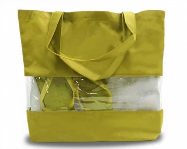 Sacola De Praia Personalizada C/ Visor - 40 x 46 cm Amarelo