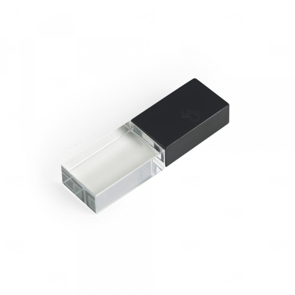 Pen Drive De Vidro Personalizado - 4GB Transparente e Preto