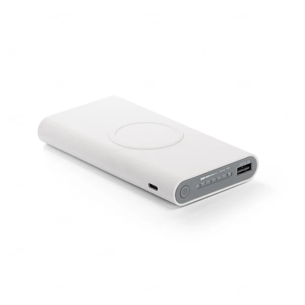 Bateria Power Bank Personalizada Wireless - 11.000 mAh Branco