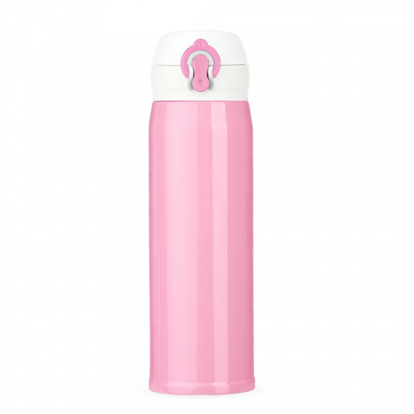 Squeeze Personalizada Térmica de Metal - 400ml Rosa e Branco