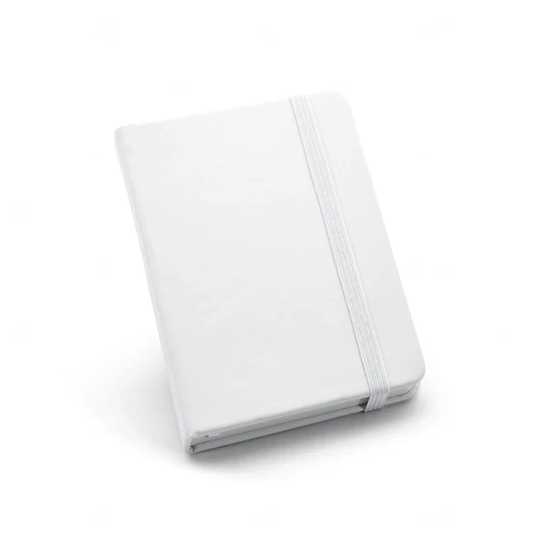 Caderneta Tipo Moleskine Couro Ecológico Personalizado - 14 x 9 Branco