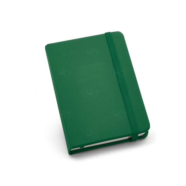 Caderneta Tipo Moleskine Couro Ecológico Personalizado - 14 x 9 Verde