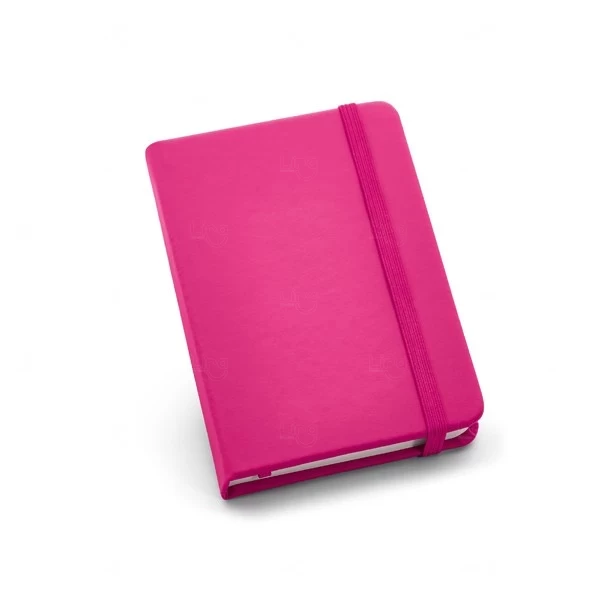 Caderneta Tipo Moleskine Couro Ecológico Personalizado - 14 x 9 Rosa