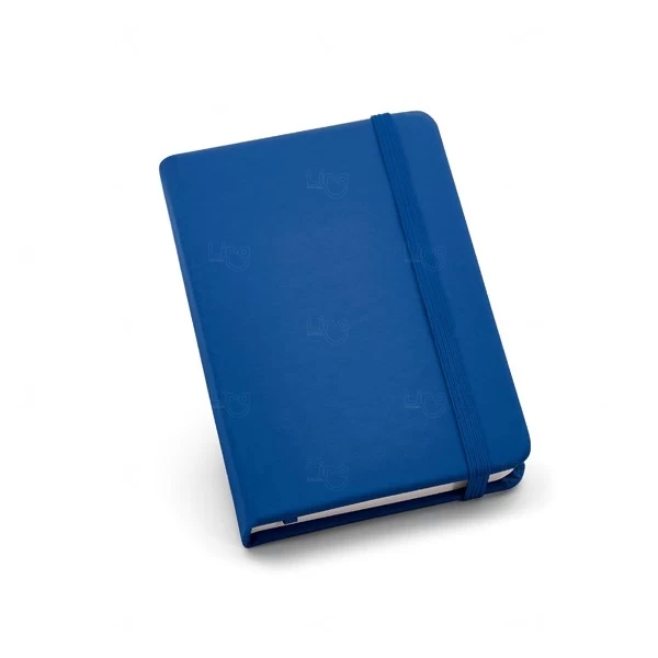 Caderneta Tipo Moleskine Couro Ecológico Personalizado - 14 x 9 Azul