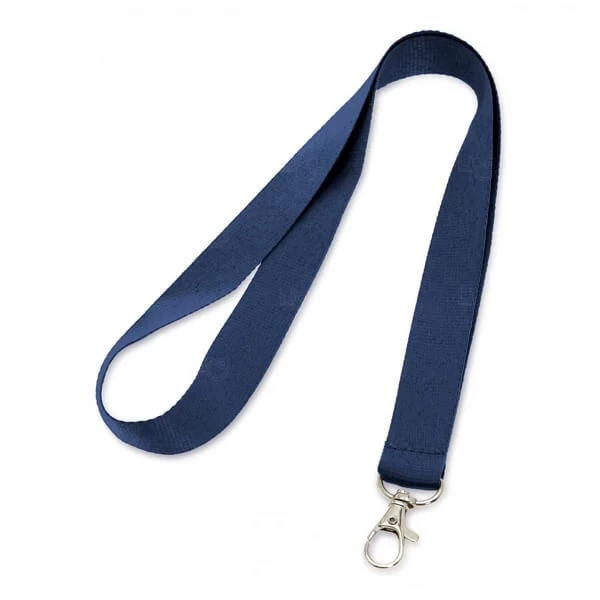 Cordão De Crachá com Presilha Mosquetinho Personalizado - 1,2 cm Azul Escuro