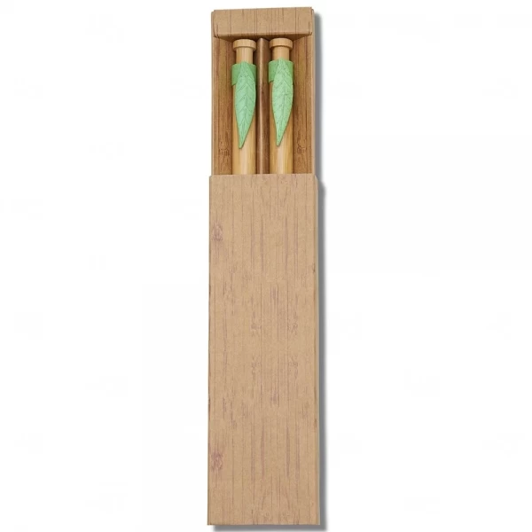 Conjunto Kit Caneta E Lapiseira Bambu Personalizado Verde