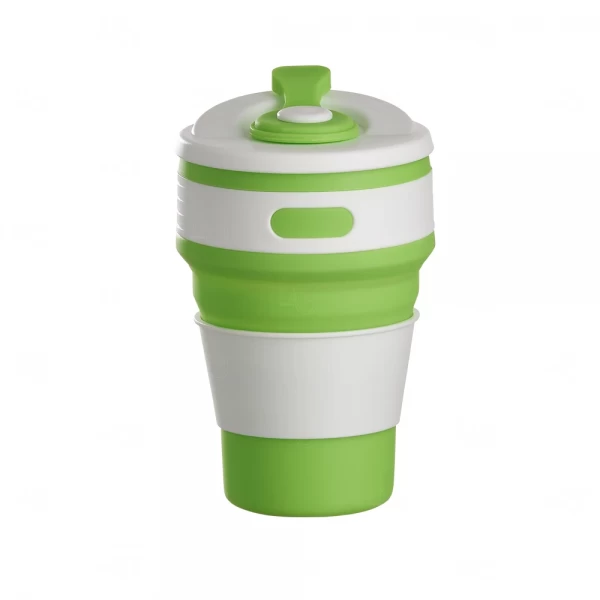 Copo Retrátil Personalizado - 350ml Verde Claro e Branco