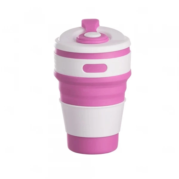 Copo Retrátil Personalizado - 350ml Rosa e Branco