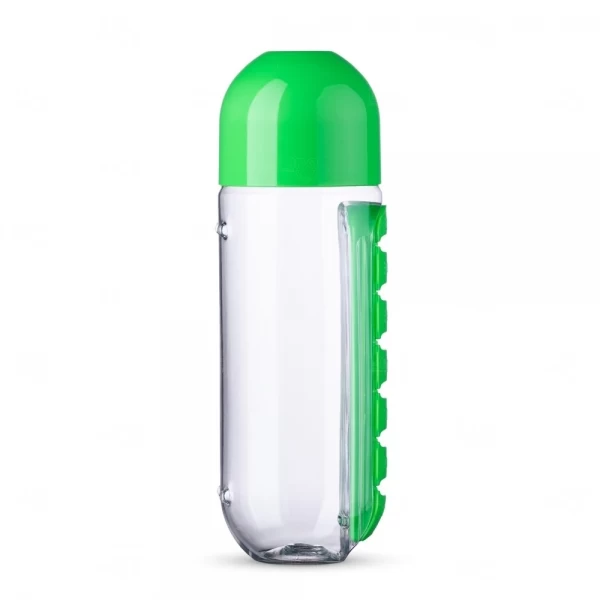 Garrafa Personalizado Porta Comprimidos - 700ml Verde e Transparente