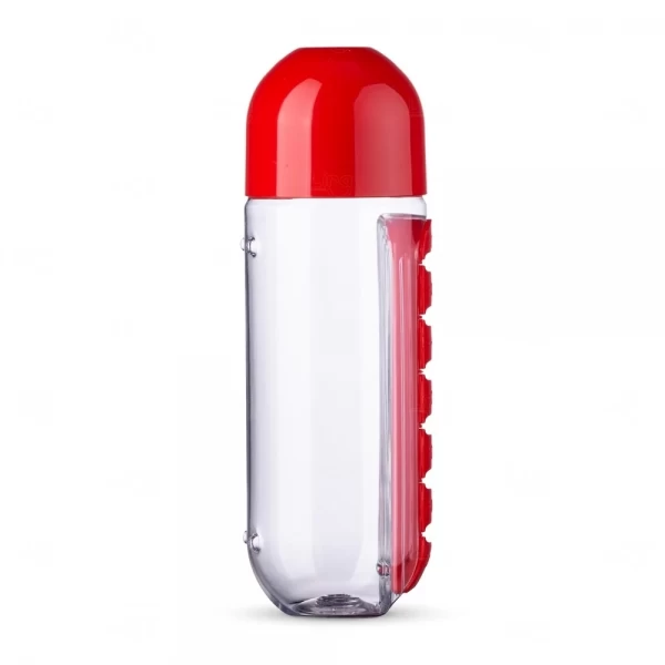 Garrafa Personalizado Porta Comprimidos - 700ml Vermelho e Transparente