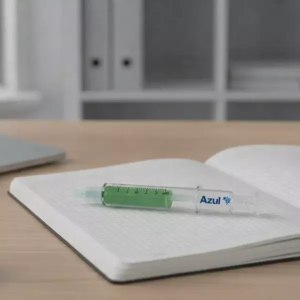 Caneta Seringa com Marca Texto Personalizada