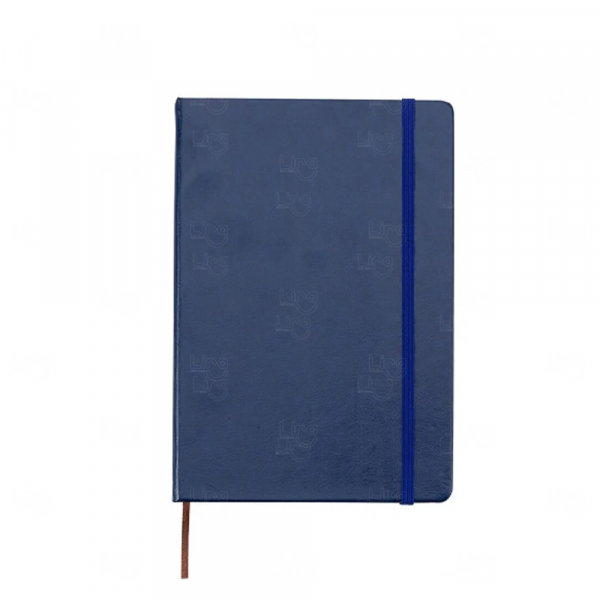 Moleskine de Couro Sintético Personalizado - 21,4 x 14,7 cm Azul Marinho