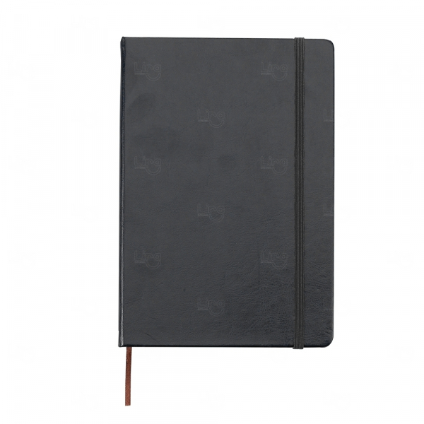 Moleskine de Couro Sintético Personalizado - 21,4 x 14,7 cm Preto