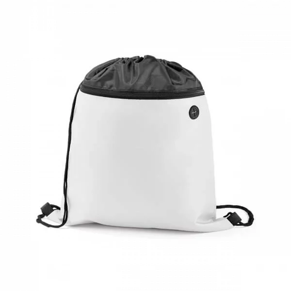 Sacochila com Bolso Frontal Personalizada - 35 x 40 cm Branco