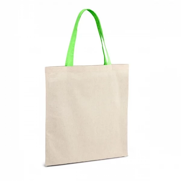 Sacola 100% Algodão com Alças Coloridas Personalizada 