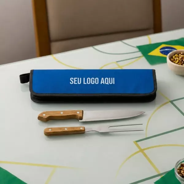Kit Churrasco Personalizado 2 Peças com Estojo Colorido 