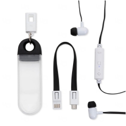 Fone de Ouvido Bluetooth com Estojo Personalizado Preto
