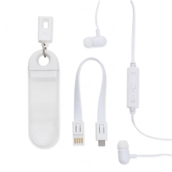 Fone de Ouvido Bluetooth com Estojo Personalizado Branco
