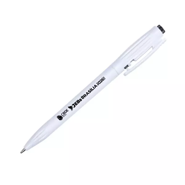 Caneta Plástica Branca Personalizada