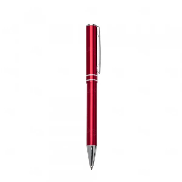 Caneta Personalizada Semimetal Com Clip Vermelho