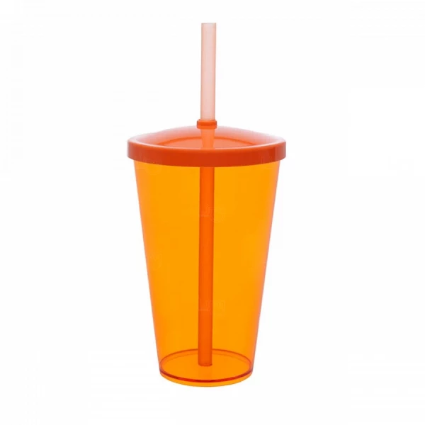 Copo Personalizado Liso - 550ml (Leitoso ou Cristal) Laranja